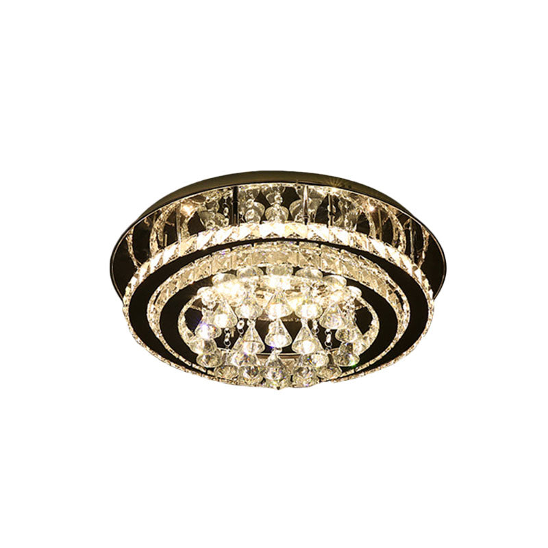 Minimal Chrome Led Crystal Teardrop Flush Mount Ceiling Light