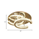 Led Chrome Ceiling Light With Double-C Shaped Beveled K9 Crystal And Flush Mount Design