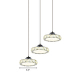 Round Dining Room Pendant Crystal Led Hanging Light In Warm/White