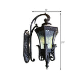 Black Rippled Glass Bell Wall Light - 1 Cottage Patio Lamp