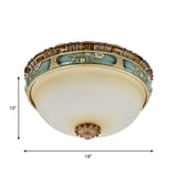 Peacock Green Dome Flush Mount Ceiling Lamp With Frosted Glass And 2/3/4 Heads