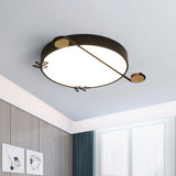 Geometric Led Ceiling Light In Nordic Style With Sprig Decor - Grey/White/Black-Wood For Living Room