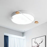 Geometric Led Ceiling Light In Nordic Style With Sprig Decor - Grey/White/Black-Wood For Living Room