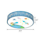 Kids Meteor Shower Rocket Pattern Ceiling Lamp - Blue Led Flush Mount Light