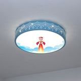 Kids Meteor Shower Rocket Pattern Ceiling Lamp - Blue Led Flush Mount Light