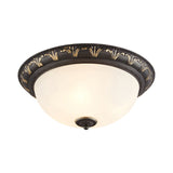 Flush Mount Ceiling Light Fixture With White Glass Dome For Bedroom - 2/3 Heads Black 12/15.5 W
