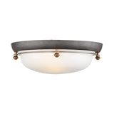 Country Style Glass Dome Flush Mount Ceiling Light With 3 Bulbs For Bedroom