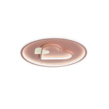 Kid Led Flush Mount Lamp: Vibrant Circle And Loving Heart Ceiling Fixture With Acrylic Shade