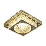 Modernist Cut Crystal Led Nickel Ceiling Lamp With Square Flush Mount For Porch