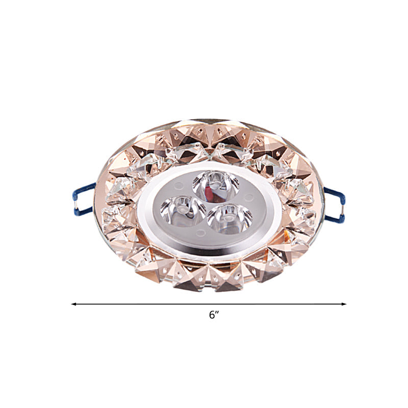 Rose Gold Crystal Flush Mount Led Ceiling Lamp - Modern Thin & Beveled