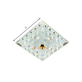Clear Crystal Square Led Flush Mount Ceiling Light - Simple & Elegant 7’/9.5’ Wide Fixture