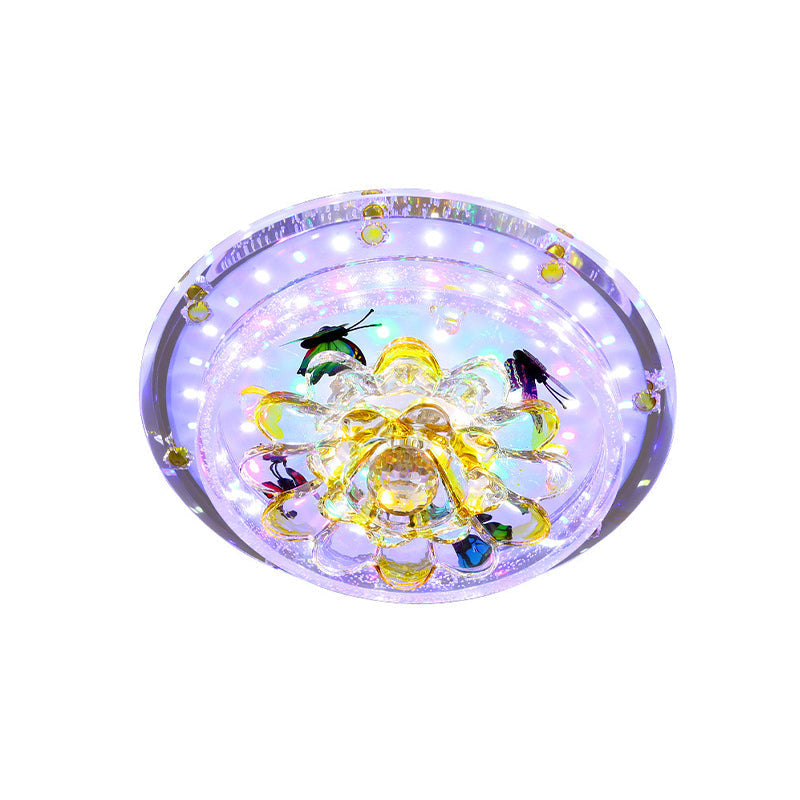 Modern Led Yellow Flushmount Petals Ceiling Light Fixture In Warm/White