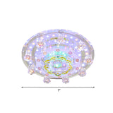 Yellow Led Flush Mount Ceiling Lamp With Crystal Flower Design For Modern Entrances