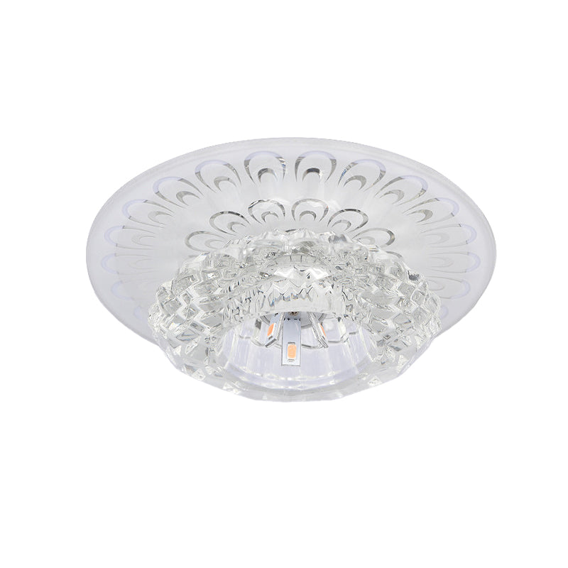 Modern Crystal Flower Hotel Flush Mount Led Ceiling Light Fixture - Layered Design 5.5/7 Wide