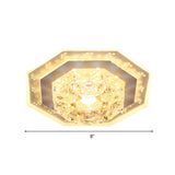 Crystal Clear Led Foyer Ceiling Light With Minimalist Pattern Edge And Square/Polygon Flush Mount