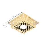 Led Crystal Ceiling Light With Bubble Pattern - Modern Flush Mount Fixture