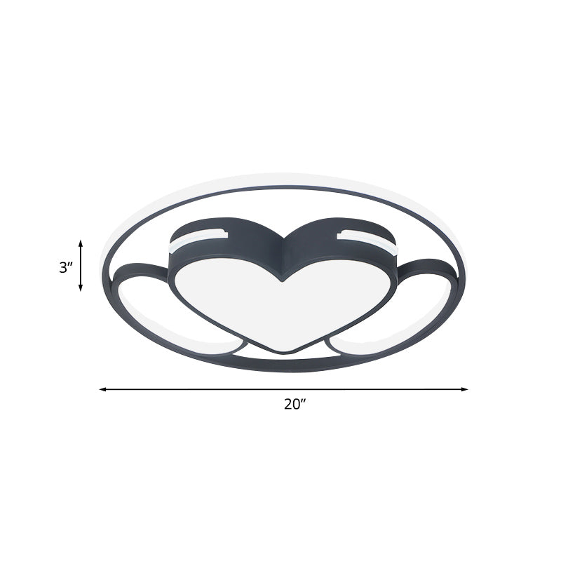 Modern Heart - Shaped Led Ceiling Fixture In Black And White With Warm/White Light