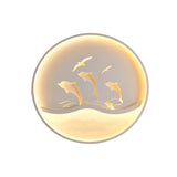 Nordic Acrylic Children’s Bedroom Led Ceiling Light - Dolphin Adventure Circle With Flush Mount