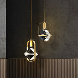 Postmodern 2-Head Cubic Multi Light Pendant: Gold Hanging Lamp For Restaurants