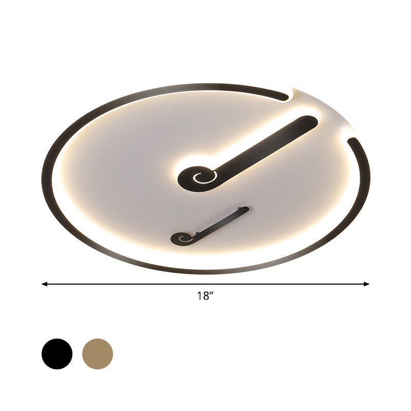 Black/Gold Led Acrylic Shade Ceiling Light For Bedroom - Flushmount Circle Fixture With Warm/White
