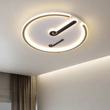 Black/Gold Led Acrylic Shade Ceiling Light For Bedroom - Flushmount Circle Fixture With Warm/White