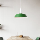 Modernist Style Metallic Barn Suspended Light: Light & Dark Green 1 Living Room Hanging Lamp