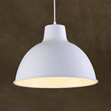 Industrial Aluminum Dome Pendant Light In Black/White For Dining Room Suspension White