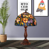 Tiffany Bronze Kitchen Table Lamp With Flower Stained Glass Shade - 1-Light Night Light