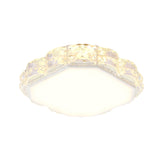 Led Crystal Ceiling Lamp: Simple Scalloped Design Integrated Flush Light Fixture (Black/White)