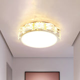 Led Crystal Ceiling Lamp: Simple Scalloped Design Integrated Flush Light Fixture (Black/White) White