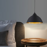 Retro Ridged Dome Pendant Light With Adjustable Cord - Ideal For Coffee Shops Black