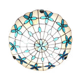 Tiffany Stained Glass Ceiling Light Blue - 3-Lights Flushmount With Bowl Shade Jewel 5H X 16D