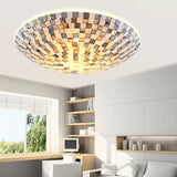 Tiffany Shell Flush Mount Ceiling Light In Beige - 2 Lights Bowl Shade 8 H X 12 Diameter Bedroom
