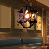 Adjustable Chain Round Industrial Strap Hanging Lamp - 1-Head Metal Pendant Ceiling Light (Black)