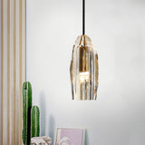 Minimalist Crystal Rock Pendulum Light Brass Dining Pendant