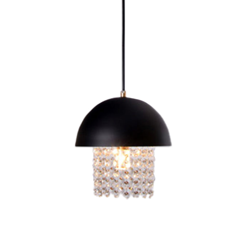 Black Onion Drop Pendant Metal Lamp With Crystal Fringe - Modern Nordic Style For Dining Table