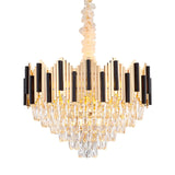Black-Gold Cone Chandelier With Crystal Prism 6 Lights - Modern Living Room Ceiling Pendant Lamp