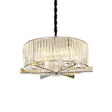 Drum Ceiling Chandelier - Modern 5/6-Head Crystal Suspension Light For Table