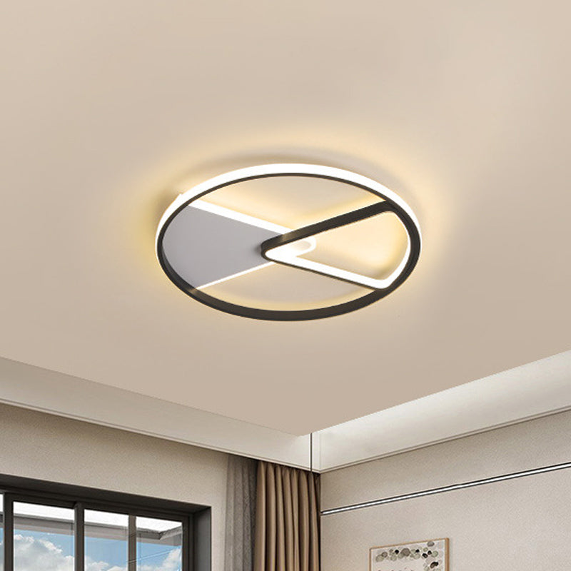 Modern Sector Frame Flushmount Led Bedroom Light - 16.5’/20.5’ Acrylic Black/White/Warm White