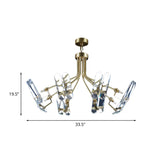 Modern Brass Semi Flush Sputnik Ceiling Light With 8 Clear Crystal Bulbs For Bedroom