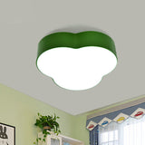 Nursery School Petals Flush Mount Lamp - Cartoon Acrylic Led Ceiling Light (White/Green) Green
