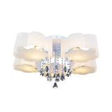 Bloom Glass Flush Mount Lamp With Crystal Draping - Contemporary Design 3/5 Heads White Light