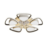 Minimalist Triangle Flush Mount Crystal Ball Ceiling Light In Black And White - 3/5 Bulb Option