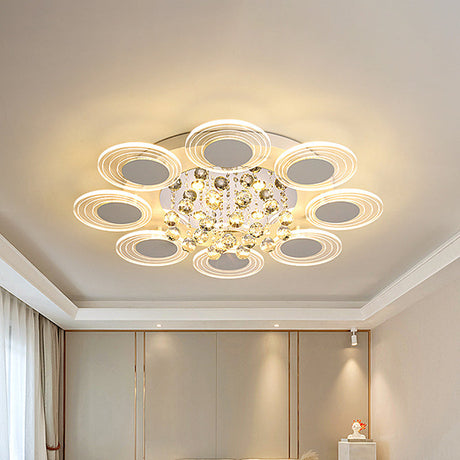 Contemporary Led Crystal Ball Flushmount Ceiling Lamp Wide 25.5/31.5 - Perfect For Living Room Clear