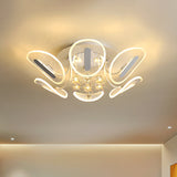Clear Crystal Ball Led Flush Mount Light For Bedroom - Minimalist Oval Semi Fixture Available In
