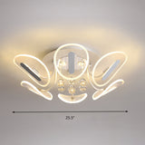 Clear Crystal Ball Led Flush Mount Light For Bedroom - Minimalist Oval Semi Fixture Available In