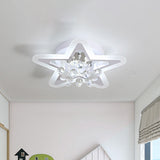 Minimalist Led Star Ceiling Light Fixture White Acrylic Flushmount Crystal Sphere 16/19.5 Wide