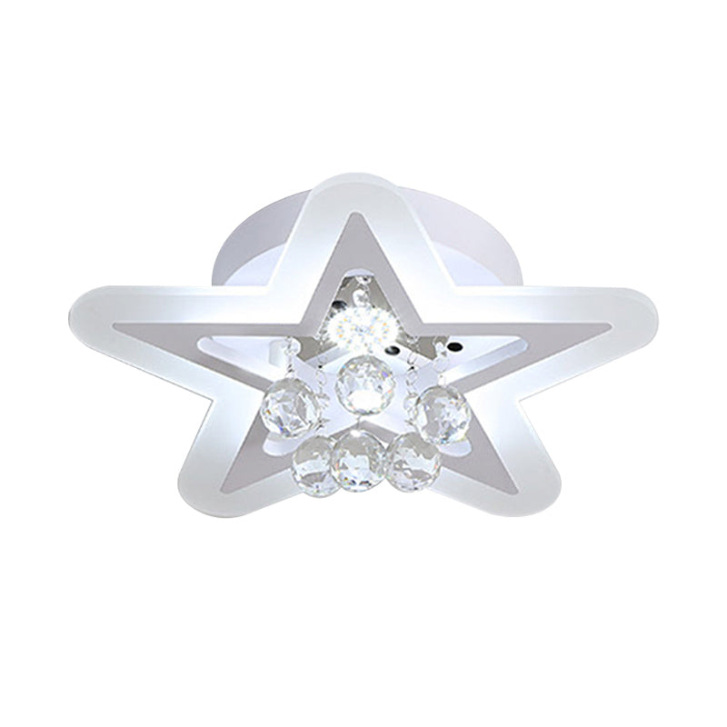 Minimalist Led Star Ceiling Light Fixture White Acrylic Flushmount Crystal Sphere 16/19.5 Wide