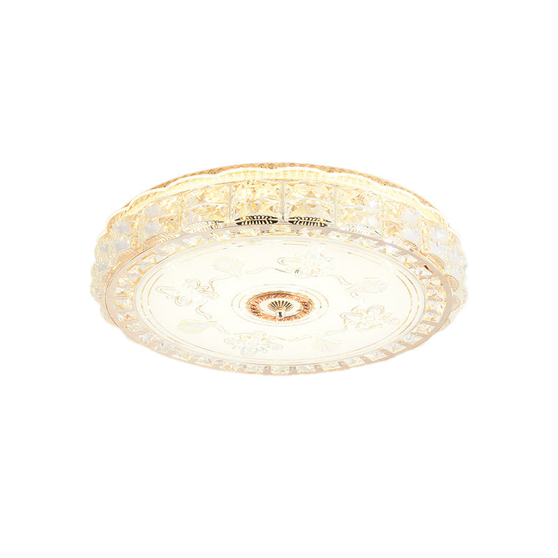 Contemporary Crystal Led Ceiling Lamp With Gold Flush Mount For Bedroom