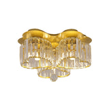Gold Heart Crystal Ceiling Light Fixture With Flush Mount - Simplicity Design 3/4 Bulbs For Bedroom